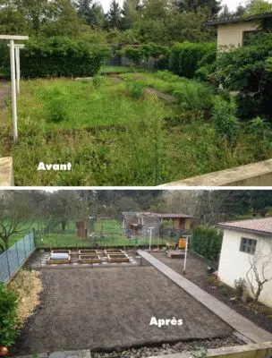 Comparaison jardin avant après