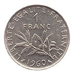 Pièce de 1 franc rameau olivier