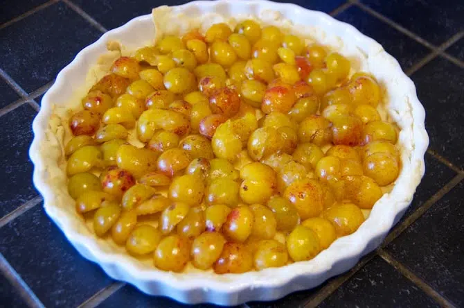 Dressage des mirabelles sur la tarte