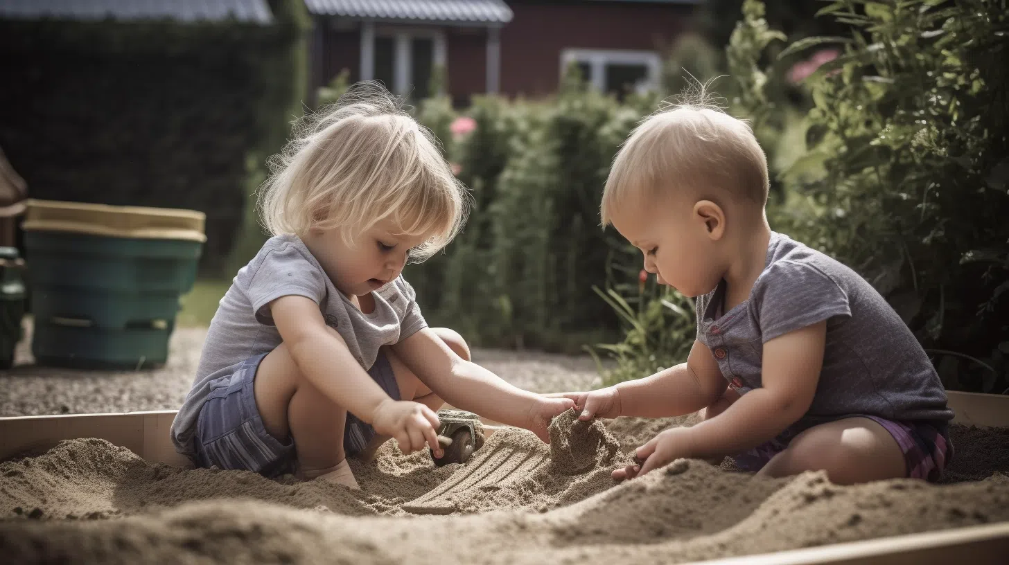 Les enfants s'amusent dans le bac à sable !