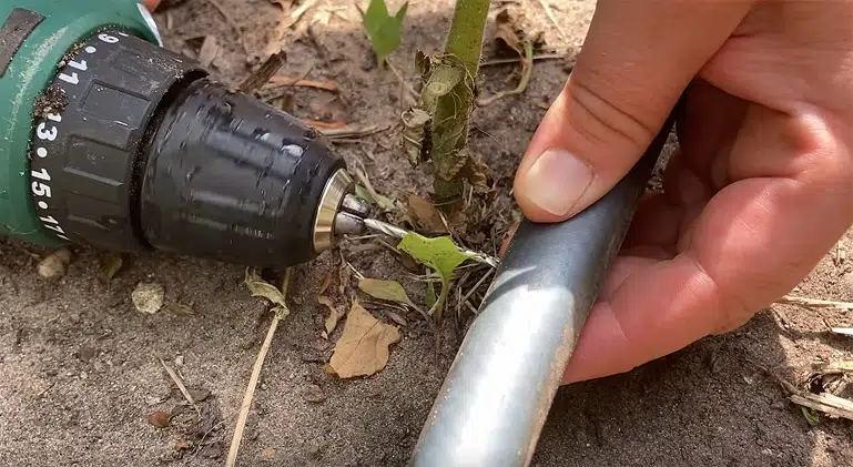 Installation d'un système d'irrigation par tuyaux.