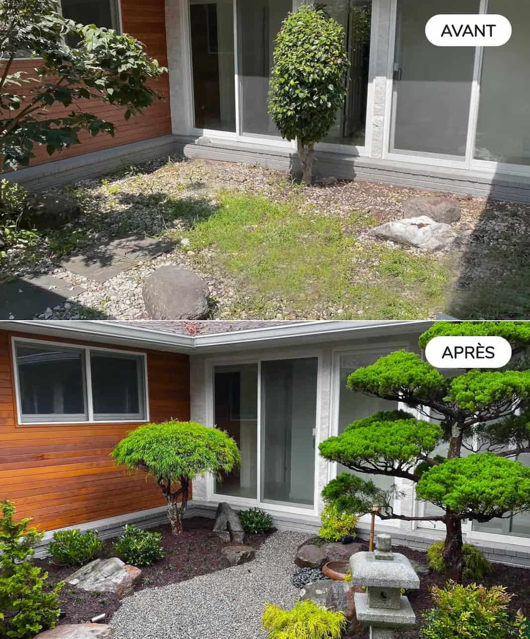 Création d'un petit jardin japonais : Avant et après