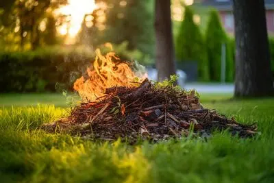 Feu de jardin des déchets de tonte