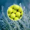 Balles de tennis dans le jardin l'hiver