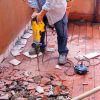 Travaux sur la terrasse.